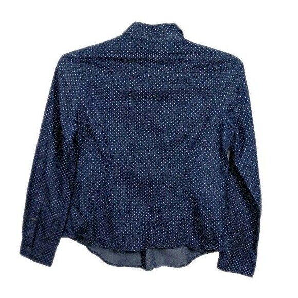 Guess Women's Medium Blue White Polka Dot Pearl Snap Western Shirt - Picture 4 of 4